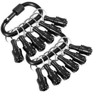 12Pcs Screwdriver Bit Holder Set, 1/4" Hex Shaft Aluminum Alloy Extension Bar Keychain Screw Adapter - Portable Drill Bit Holder with 2 Carabiners, Quick Release for Screwdriver, Power Drill