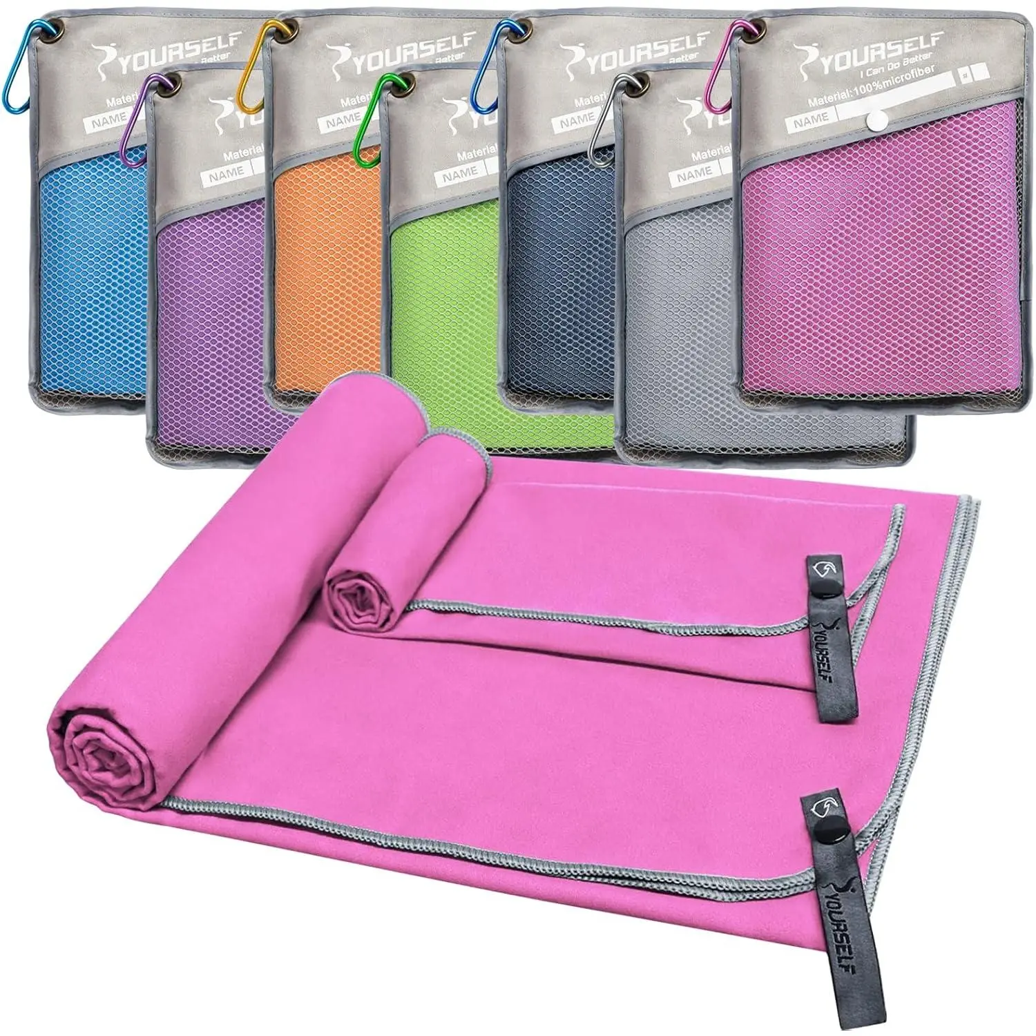 2 Pack Microfiber Camping Towel, Quick Dry Towel, Soft Absorbent Compact Travel Gym Workout Sweat Towel for Beach Yoga Swim Travel Camping Hiking Backpack Essentials (L:60"x30"+12"x24")  women exercise equipment gym outfits bikershorts sweatpantsmen