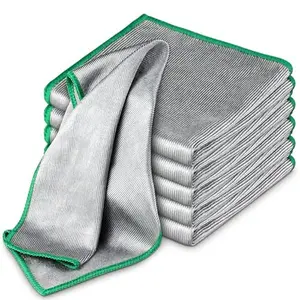 Glass Polishing Cloth Streak Free Miracle Cleaning Cloth Lint Free Microfiber Cleaning Rags for Glasses Kitchen Dish Mirrors Easy Clean, Pack of 6, 12" x 12"