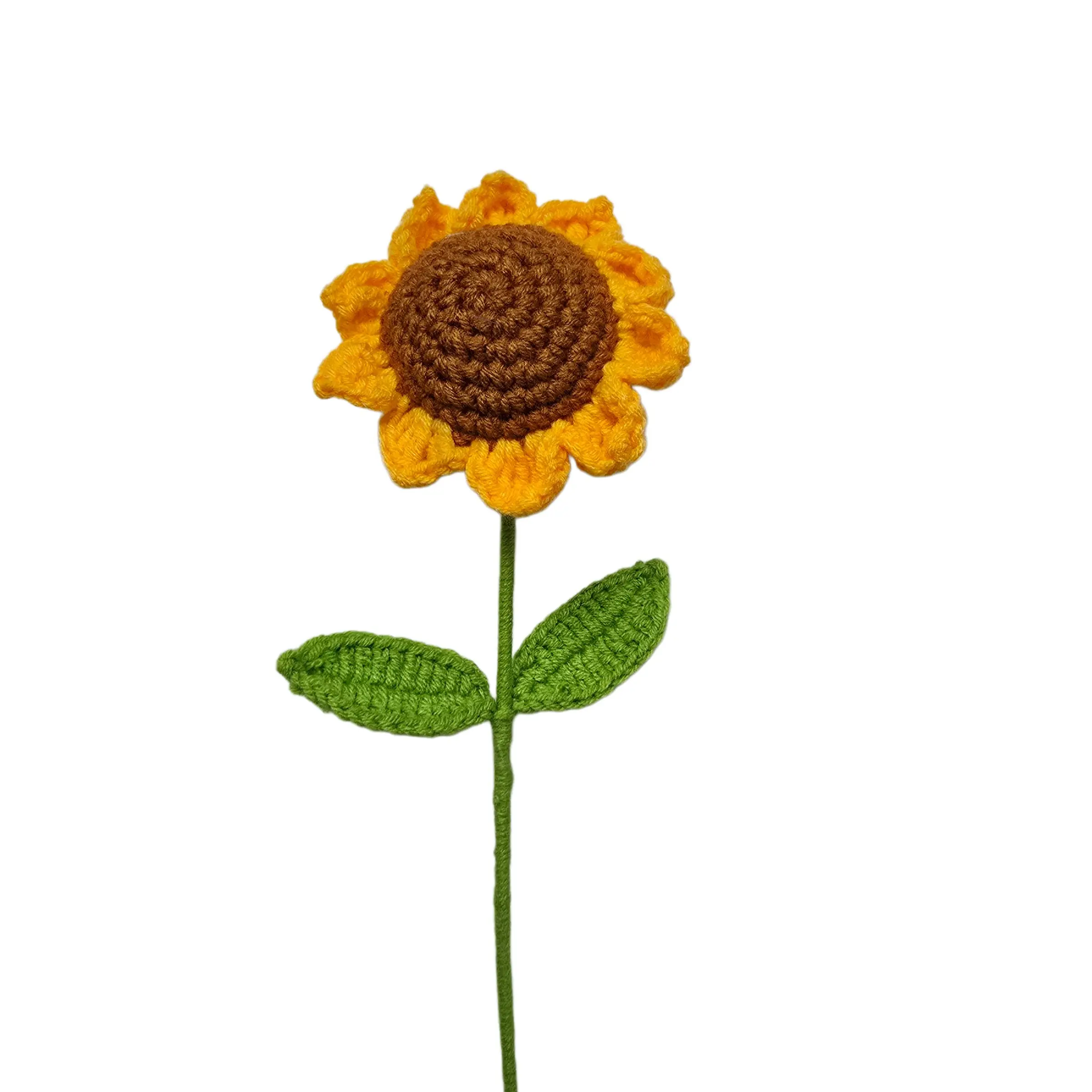 Handmade Crochet Sunflower Bouquet, Textile Yarn Knitted Flowers, Art and Crafts, Graduation Gift, Home Decor, Festive Arrangement