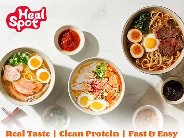 Healspot High Protein Instant Ramen 6 Pack – 32g Plant-Based Protein per Cup, Non-Fried, Low Carb, Vegan (Variety Pack & Single Flavors Available)