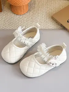 Girls' Bunny Mary Jane Shoes, Cute Laces Princess Flat Shoes, Soft Anti-Slip Formal Shoes for Girls Aged 2-12 Years