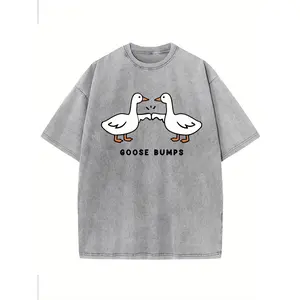 Goosebumps Fist Bump Graphic Tee |   Vintage Washed 100% Cotton T-Shirt for Men |   Summer Casual Streetwear Top with Drop Shoulder & Round Neck