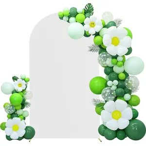 6FT Wedding Arch Cover Spandex Fitted Stretchy Arch Stand Covers,2-Sided Round Top Chiara Backdrop Cover for Party Birthday Ceremony Banquet  Shower Banquet Arch Decoration(White)