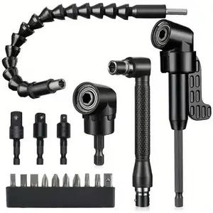 8 count Flexible Drill Bit Extension, Include 3 count Rotatable Socket Adapter 2 count 105? Right Angle Drill Attachment 10 Short  Bits 90? Angled Bits and 2 Bendable Extension Tool