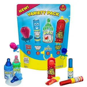 Bazooka Candy Brands Holiday Candy Variety Pack 7 Ct - Individually Wrapped Hard Candy in Assorted Flavors from Push Pop, Ring Pop, Juicy Drop & Baby Bottle Pop - Stocking Stuffers & Kids Candy Gifts