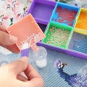 DIY Diamond Arts Colorful Painting Tools Set, Random Color Square Diamond Storage Tray, Diamond Arts Crafts Accessories, Diamond Painting Kits
