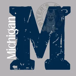 Michigan Decal Blue and White Design Featuring Bold Lettering