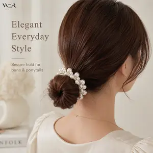 Pearl Hair Tie Pearl Scrunchie Beaded Hair Tie Pearl Hair Accessory Circle Hair Tie for Women Girls Everyday Wear Gift
