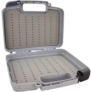 Click Lock Large Streamer Fly Box Large Streamer Flies Storage Fishing Tackle Box Boat Foam Fishing Trays Grey M Size 10.43X8.27X3.15inch
