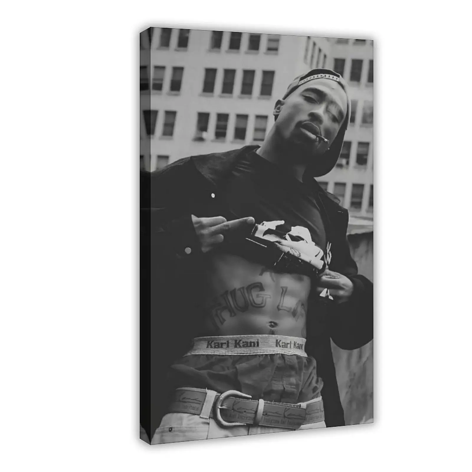 Tupac Poster - Waterproof Paper Frame-Style Canvas Print, 90s Hip Hop Artistic Rap Icon Wall Art, Vintage Music Home Decor Supply for Room, Water Proof