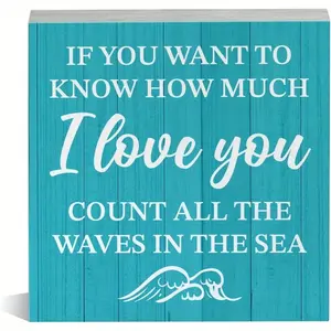 Romantic Beach Gift If You Want to Know How Much I Love You Wood Block Sign Vintage Plaque Decor Farmhouse Summer Beach Decorative Desk Sign Coastal Beachy House Nursery Home Shelf Tabletop Decor Rustic Farmhouse Design 5 X 5 Inches