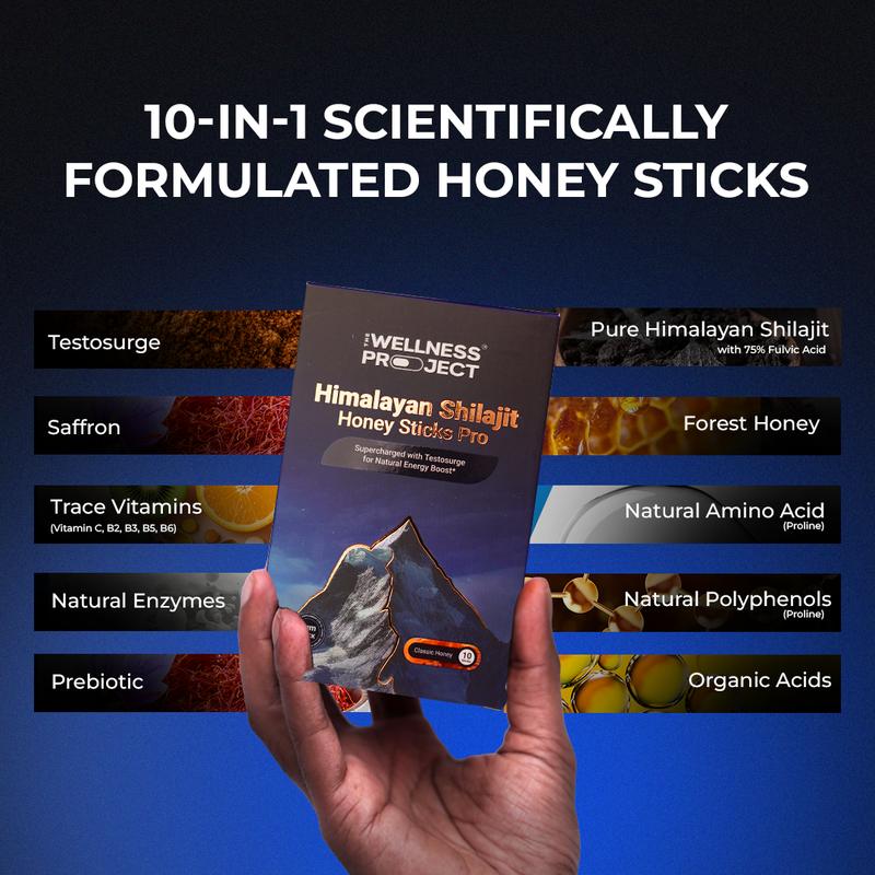 10-in-1 Pure Himalayan Shilajit Sticks Pro (Classic Honey) - Pack of 10