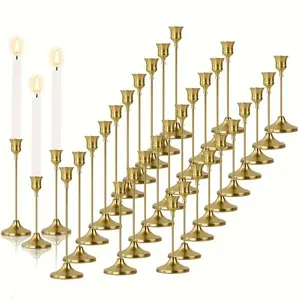 Elegant 30Pcs Metal Candlesticks | Perfect for Weddings, Holidays & Home Styling, Works with Real & LED Candles