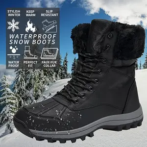 Women's Snow Boots Microfiber insulation material Outdoor Snow Sports Shoes Waterproof Faux Fur Collar Comfortable Fit Winter Active Black Decor D snow boots