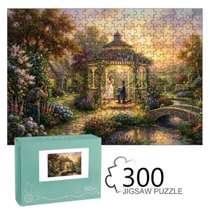 Romantic Proposal Garden Gazebo Jigsaw Puzzle, High - Quality Thomas Kinkade Sunset Floral Design, Ideal for Family Fun & Gifting