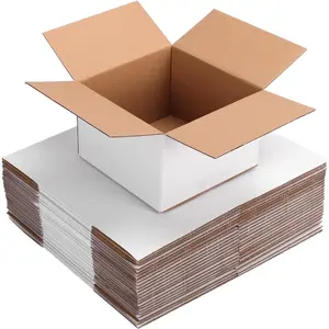 25 Packs Small Shipping Boxes 8x8x6 Inches, White Corrugated Cardboard Box for Shipping, Packing, Business, DIY
