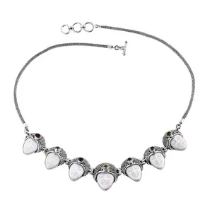 Red Garnet Multi Gemstone  925 Sterling Silver Princess Necklace for Women Jewelry Birthday Christmas Gifts Size 20" Ct 2.87