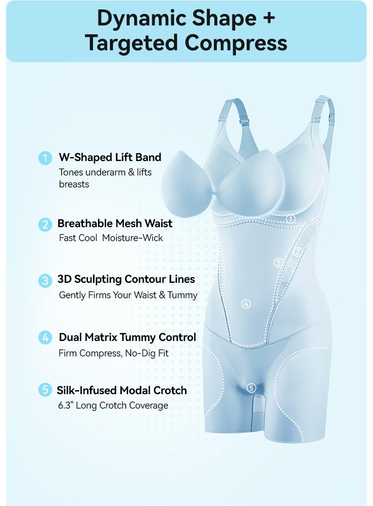 [KakaPeople Icy-Slide Bodysuit] Tummy Control Butt Liftter Faja Shapewear Ultra Thin Breathable Cooling Shapewear Bra Free Tummy Control Butt Lifter Seamless Body Shaper For Summer