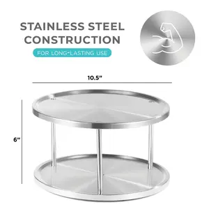 2 Tier Lazy Susan, 360-Degree Turntable Spice Organizer, Stainless Steel Does not apply