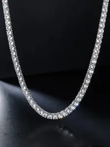 Men's Hip Hop Rapper Style Square Artificial Diamond Necklace, Luxurious Neutral Jewelry, Perfect Father's Day Gift, 3mm Tennis Chain, Ice Crystal Jewelry, Statement Necklace