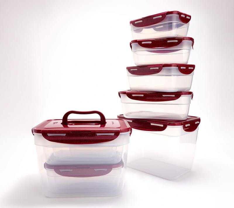 LocknLock 12-Pc Nestable Rectangle Storage Set w/ (2) Handle Lids