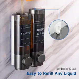 2pcs wall-mounted soap dispenser with manual pressing, high-quality plastic