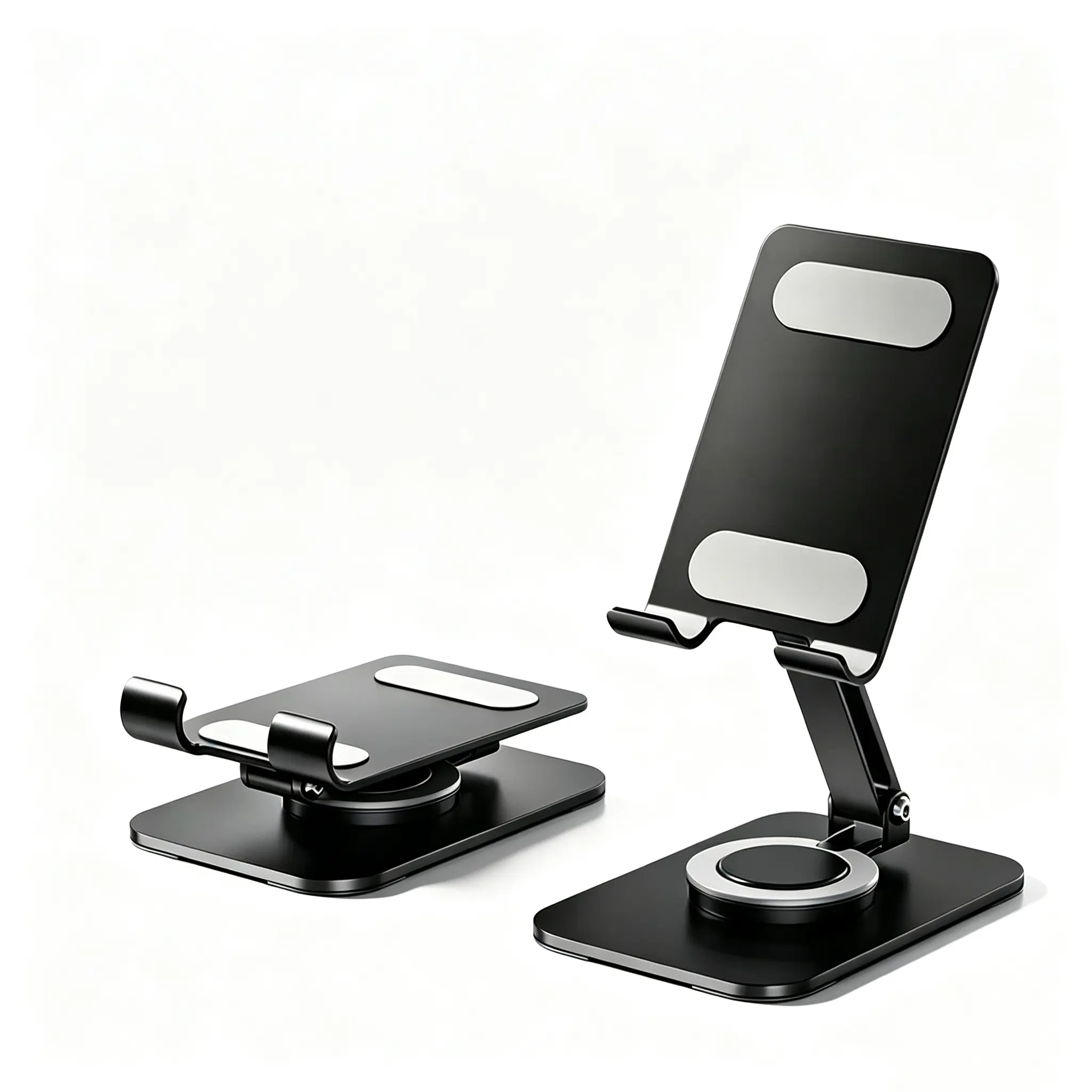 Foldable Metal 360 Degree Rotating Desktop Phone Holder, Adjustable Portable Bracket for Smartphones & Tablets, Daily Home Office Accessory Cellphone sturdy base