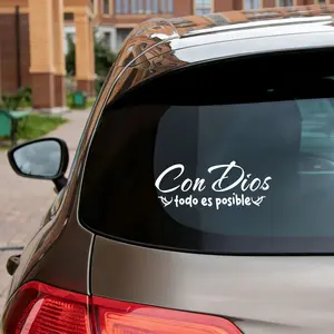 2PACK Spanish Faith Decal "Con Dios Todo Es Posible" Inspirational Vinyl Sticker 7.87x3.94inch for Car Window Bumper Truck Motorcycle Water Bottle Laptop Multiple Colors
