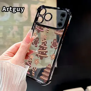 Clear Protective Four Corners Air Cushion Anti-drop Phone Case For iPhone 17 Pro Max 16 15 Plus Air 14 13 12 11 E Gingerbread Christmas Dream Pattern Premium Plated Cover Casing