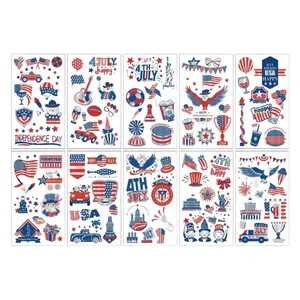 Independence Day Temporary Tattoos 10PCS Patriotic Star Eagle Flag Statue of Liberty Designs Red White Blue 4th July Party Favors USA Flags Decorations Tattoos for BBQ Summer Party Supplies 10 Sheets