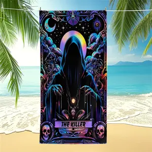 Death God Pattern Fashion Printed Large Beach Mat, Suitable for Outdoor, Beach and Travel, Trendy Home and Beach Essential Items