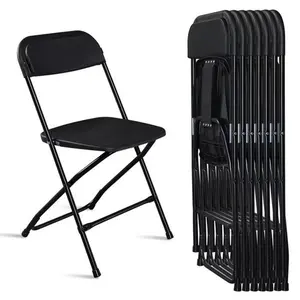 6 Pack Plastic Folding Chairs Black Heavy Duty Indoor Outdoor Portable Stackable Chairs for Party Office Event