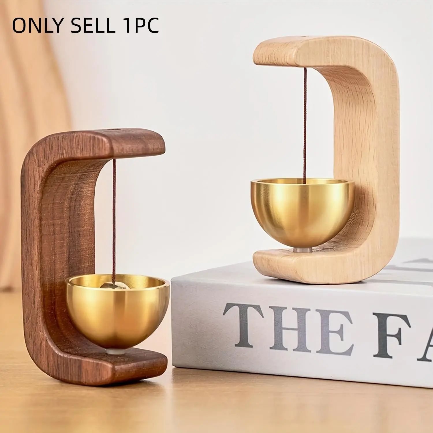 Magnetic Doorbell & Wind Chime, Natural Wood and Metal Bell, Battery-Free Design, Elegant Decorative Home Decor for Bedroom & Entryway