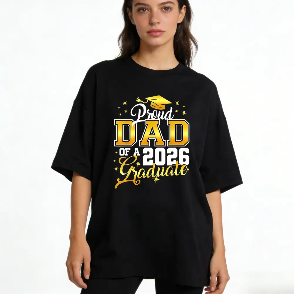 Women's Graphic T-Shirt, Class of 2026 Graduation Gift, Casual Baggy Smooth Cotton, Seamless Short Sleeve Crew Neck