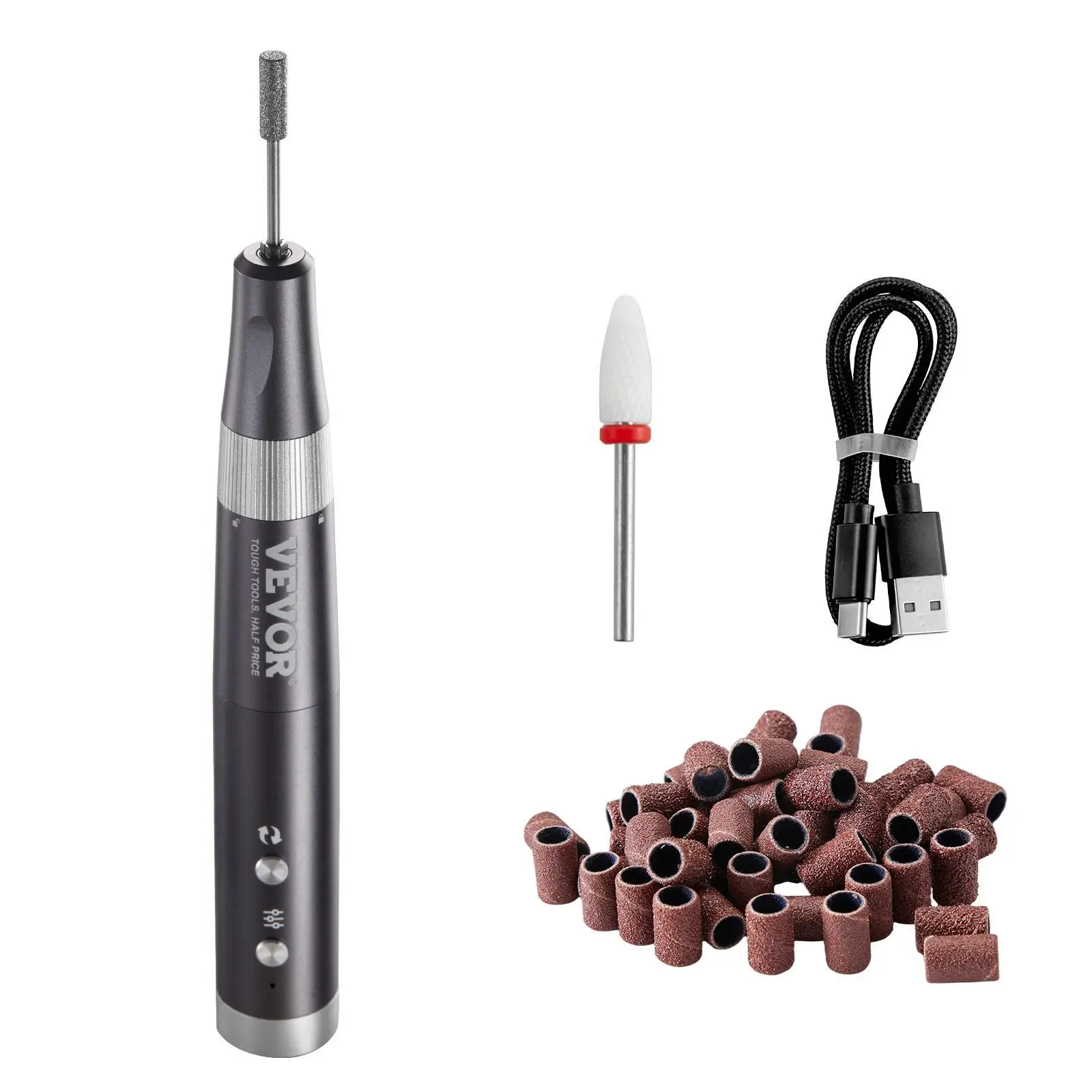 【summerfinds】VEVOR Electric Cordless Nail Drill, 30,000RPM Variable-Speed Rechargeable Nail E File Machine, Portable Manicure Pedicure Polisher with 50PCS Sanding Bands for Dead Skin Removal, Nail Surface Smooth,DEALS FOR YOU