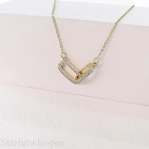 Dainty Simple Paperclip Choker Necklace for Women, Minimalist Open Oval Pendant Jewelry, Trendy Cute Everyday Accessory, Perfect Valentine’s Day Gift for Her