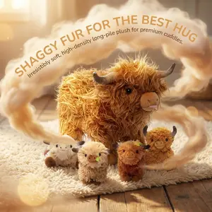 Gift for Toddler, Highland cow Stuffed Animal Set with Babies - Highland Cow, Capybara, Panda Plush Toy, Soft Cuddle Buddy for Kids, Birthday Gift Idea OUOZZZ