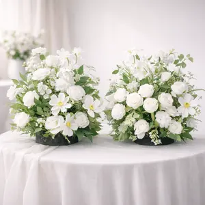 Artificial Silk Flower Ball Centerpiece Set of 2 - 17.7″x17.7″ for Wedding Table Decoration