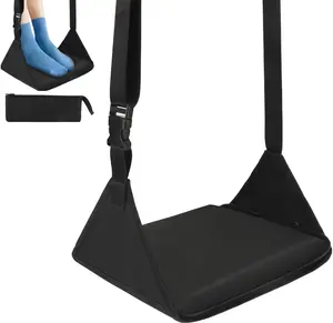 Foot Hammock for Plane Travel, Upgraded Airplane Foot Rest with Memory , Hardboard, Portable Zippered  Hammock for Long Flight, Under Desk Footrest, No Collapse Foot Sling, Travel Essentials