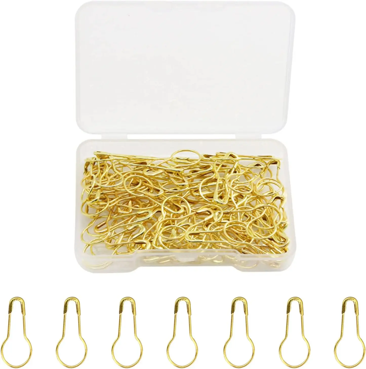 120 Pcs Metal Stainless Steel Gold Safety Pins - 22mm/0.87in Gourd Mini Crafting Sewing Tools, Lockable, Portable, Essential for Marking Fabric and Materials, Bulb Stitch Markers for Knitting, On-the-Go Sewing DIY Supplies