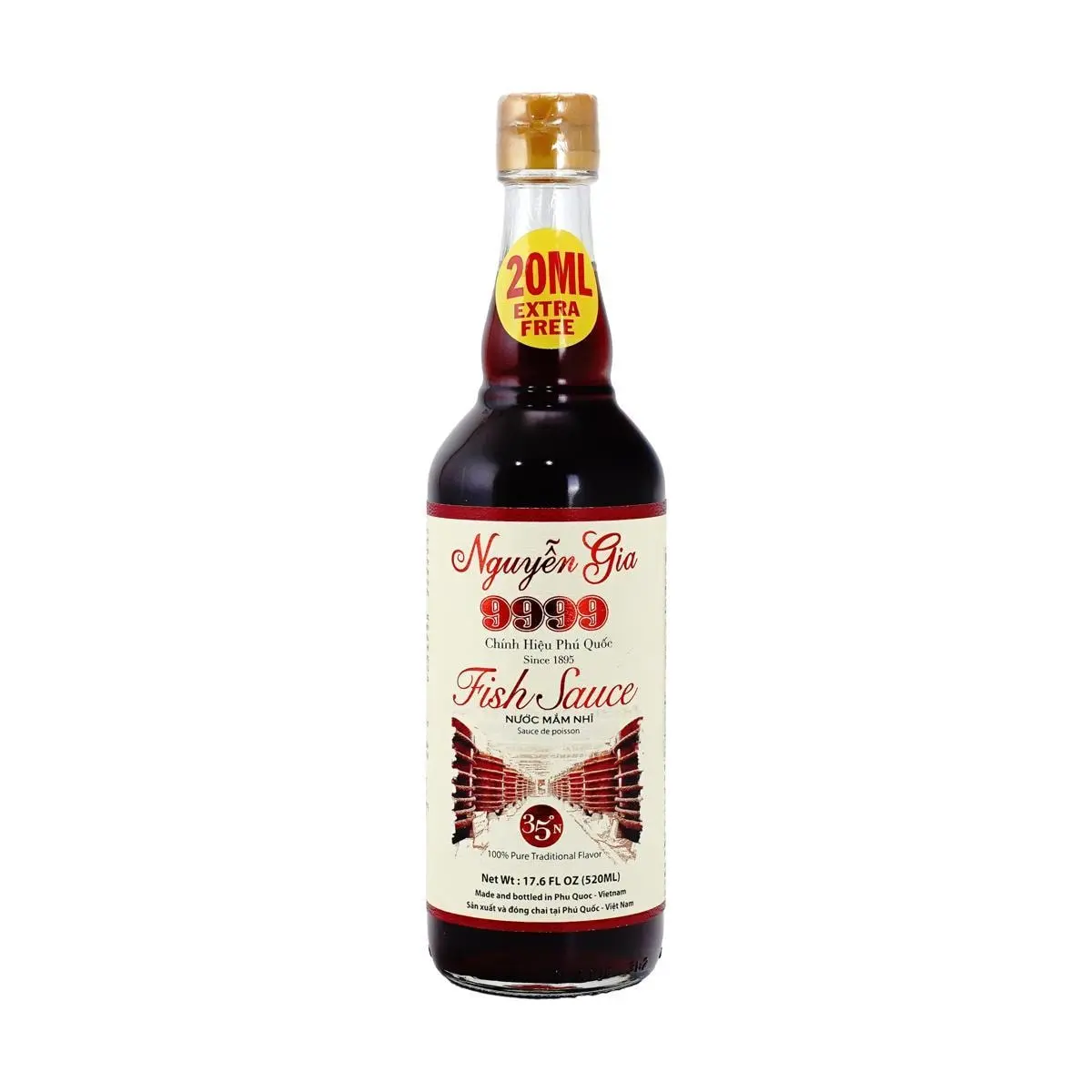 NGUYEN GIA 9999 Fish Sauce 520ml - Premium Vietnamese Condiment, Barrel Aged, Red Wine Quality