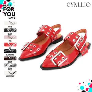 CYNLLIO Womens Slingback Ballet Flats Closed Pointed Toe Wide Welt Buckle Ankle Strap Flat Heel Slip On Comfy Fashionable Elegant Office Work Dating Holiday Party Outing Casual Dress Summer Ballerina Flat Shoes Deals For You Days