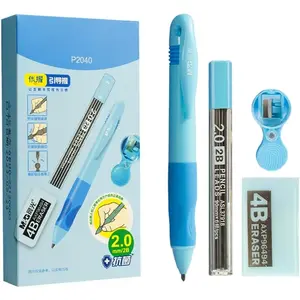 Mechanical Pencil Set, 2mm Mechanical Pencil, With Eraser Refill and Sharpener, School Supplies, Drawing Pencils, Sketching Pencils,Aesthetic Mechanical Pencils for Writing (Blue)