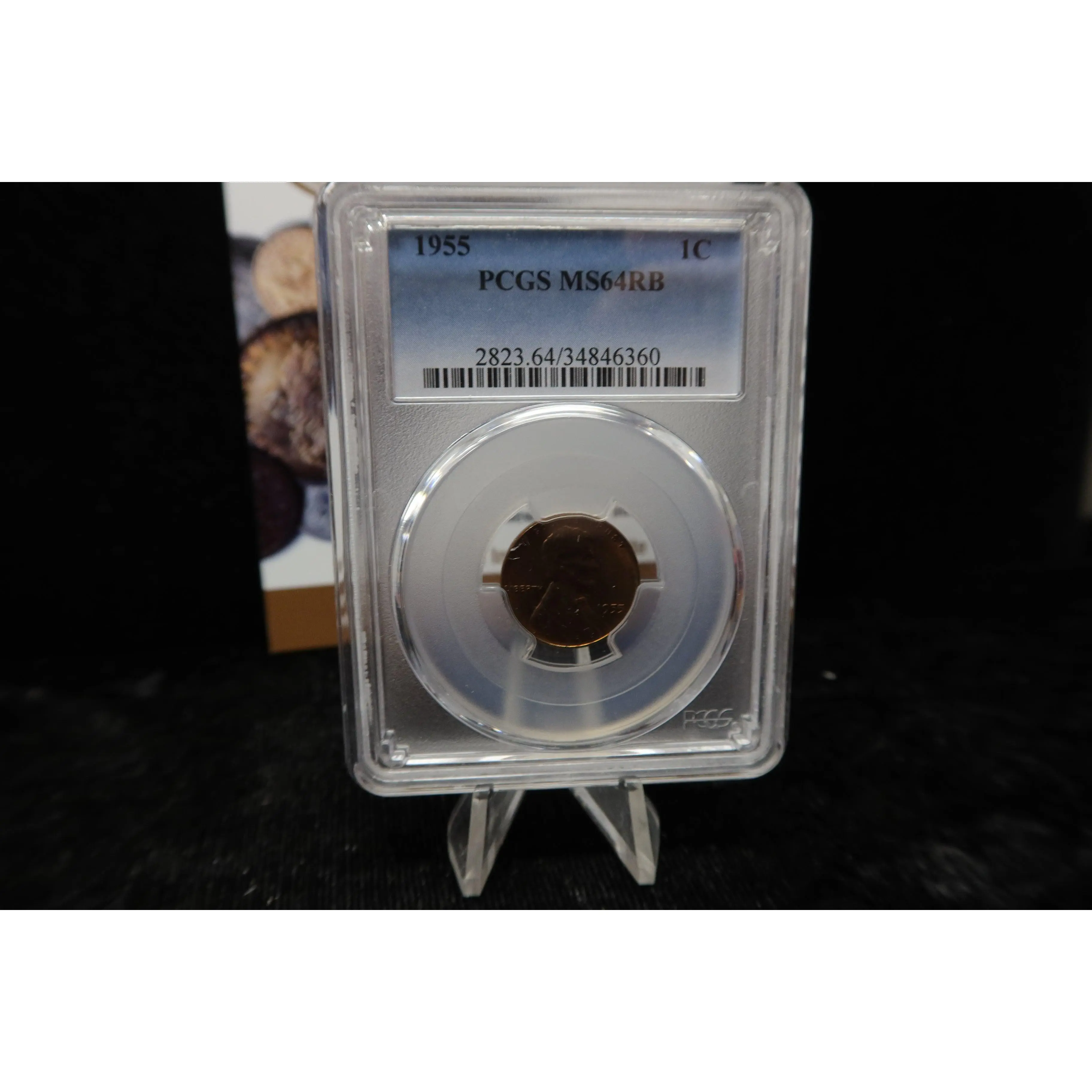 1955 Lincoln Wheat Cent. PCGS Graded MS64 RB. Store # 08528