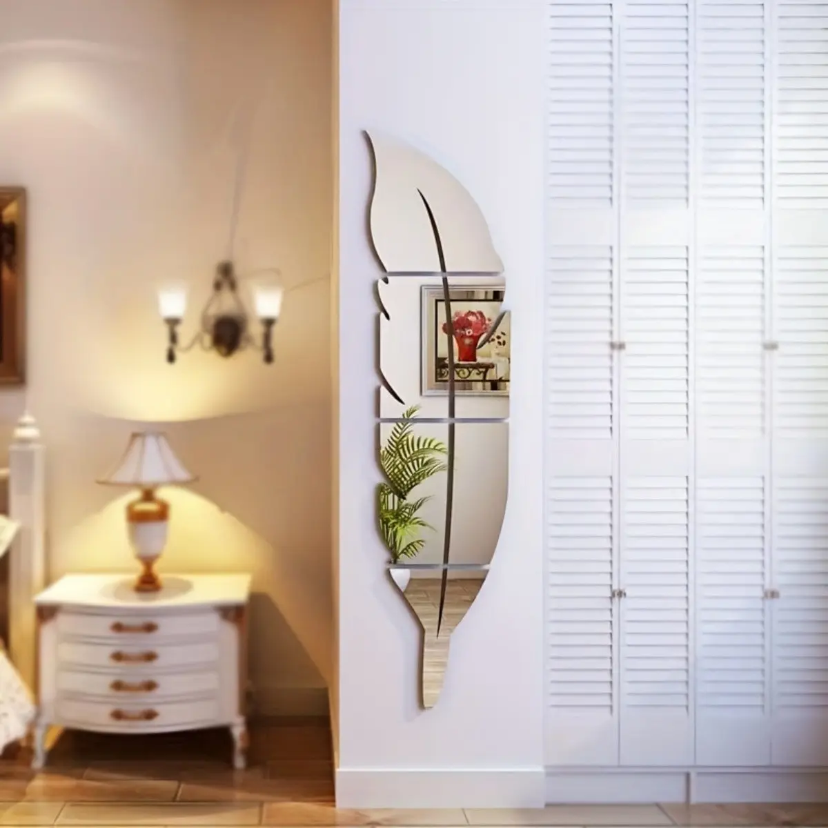 Leaf Mirror Wall Stickers, Wall Decal, Wall Art Decals, 6pcs Acrylic Self-Adhesive Decorative Wall Art, Removable for Living Room, Bedroom, Kitchen, Dining Room, DIY Stickers, Sticker Decorations, Home Decor, Household Decoration Supplies