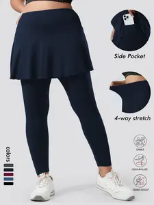 Women's Plus Size Skirt Pants with Pockets, High Elastic Soft Comfortable Sportswear, Tennis Attire, Unique Design, Active Skort Skirt, Must-Have for Women