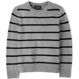 The Children's Place Boys Lightweight Striped Sweater Gray XL (14)
