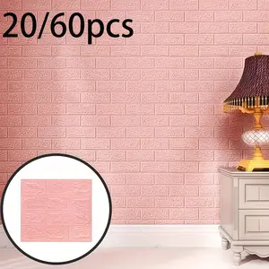 20/60pcs 3D Wall Tiles Stickers, Self-Adhesive Waterproof Foam, Easy Peel and Stick, Washable and Cuttable, Striped Glossy Matte Finish