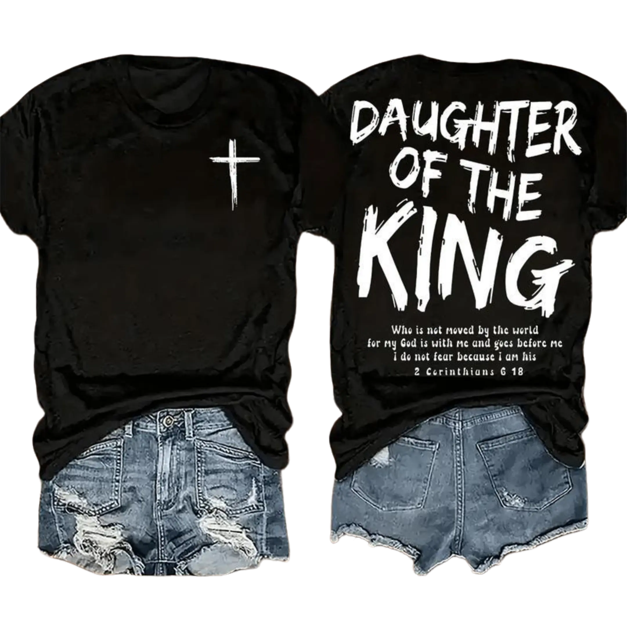 Comfortable and stylish for wearing at home or on the go King Jesus Graphic T-Shirt - Women's Soft Casual Crew Neck Short Sleeve T-Shirt,